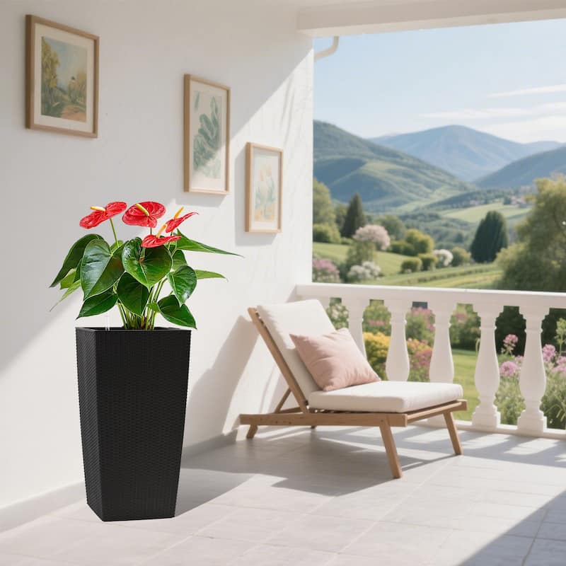30 in Tall Flower Pots Planter with Self-Watering Drainage Holes&Inner Trays Indoor Outdoor with Drain Holes,Water Level Monitor