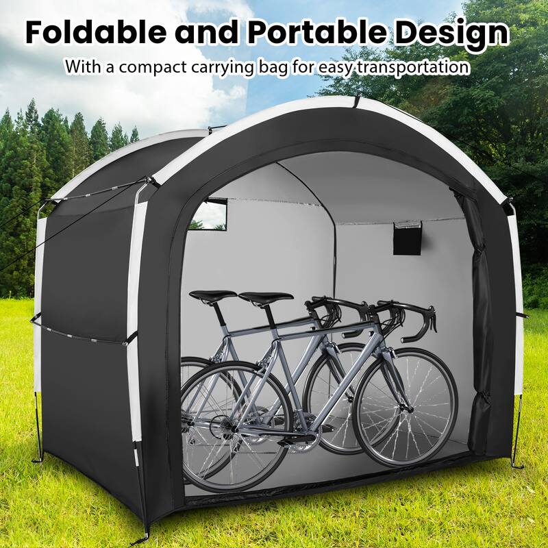 Gymax Bike Storage Tent w/ Window Floor Portable Garage Shed for 5