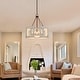 preview thumbnail 6 of 12, Coastal Rustic 4-light Drum Kitchen Island Chandelier Cottage Wood Ceiling Lights Dining Room Foyer - D 20'' x H 83.5''