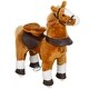preview thumbnail 1 of 7, Realistic Ride-On Horse for Kids with Sounds, Safe Steel Frame, 132 lbs Weight Capacity, 19.7" Seat Height Brown