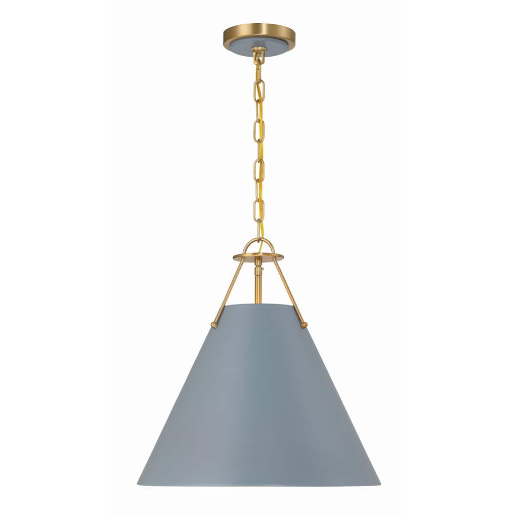 Xavier 3 Light Vibrant Gold and Blue Pendant - 16"W x 16.5"H x 16"D
