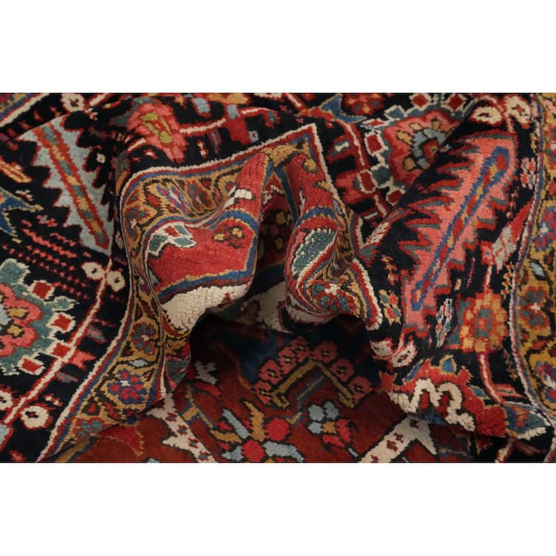 Hand Knotted Oriental 100% Wool Carpet Traditional Medallion Oranges & Rust Heriz (serapi) Area Rug - 11' 11'' X 8' 11''