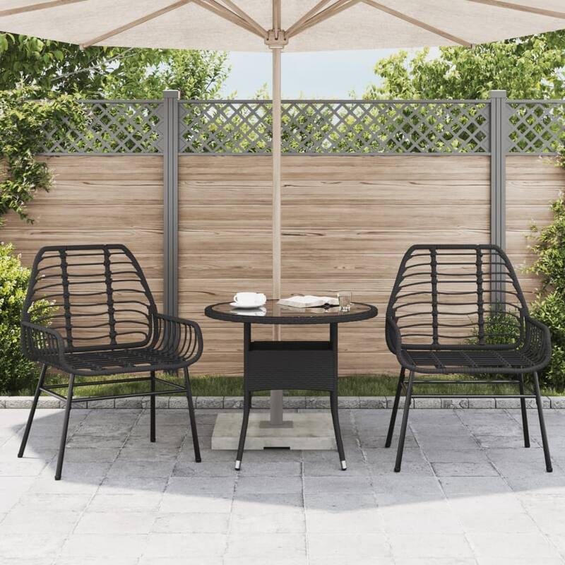 vidaXL Garden Chair Black PE rattan, powder-coated steel Medium - 23.6 x 22.4 x 33.9 in.