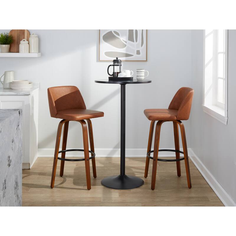 Carson Carrington Vallberga 30" Fixed-Height Bar Stool with Walnut Wood Base (Set of 2)