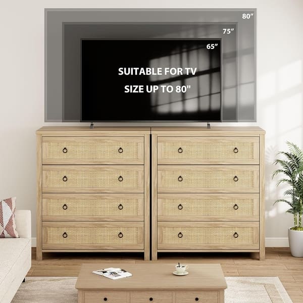 tall boho dresser Garvee 6-Drawer Tall Boho Dresser with Curved Legs, Rattan Accents, and Freestanding Storage