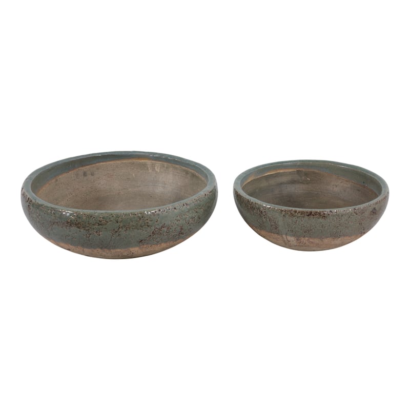 Pottery Decorative Bowls Handcrafted Detailing Casual Home (Set of 2)