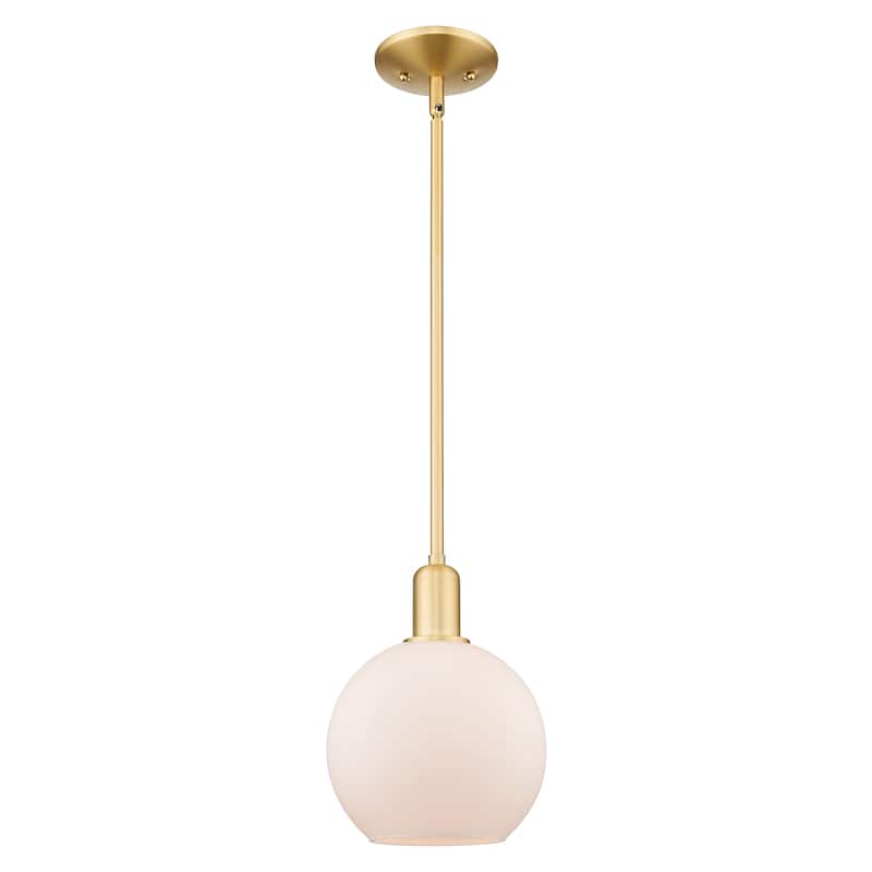Innovations Lighting Endless Possibilities Arcadia - Athens - 1 Light 8" Stem Hung Mini Pendant - Satin Gold/Matte White