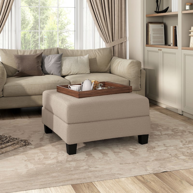 Furniture of America Xenia Modern Boucle Ottoman with Storage