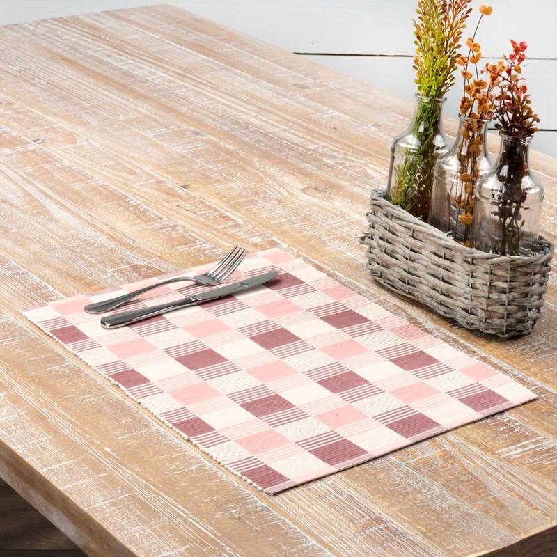 Daphne Ribbed Placemat Set of 6 12x18 - Placemat 12x18 - Placemat 12x18 - Set of 6 - Mauve/Dusty Pink/Creme