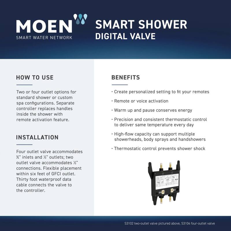 Moen Moen Smart Shower 2-Outlet Digital Thermostatic Shower Valve with