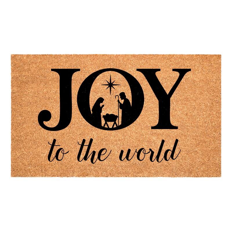 HomeRoots 17" X 29" Brown And Black Christmas Outdoor Coir Door Mat - 17.00' X '29.00