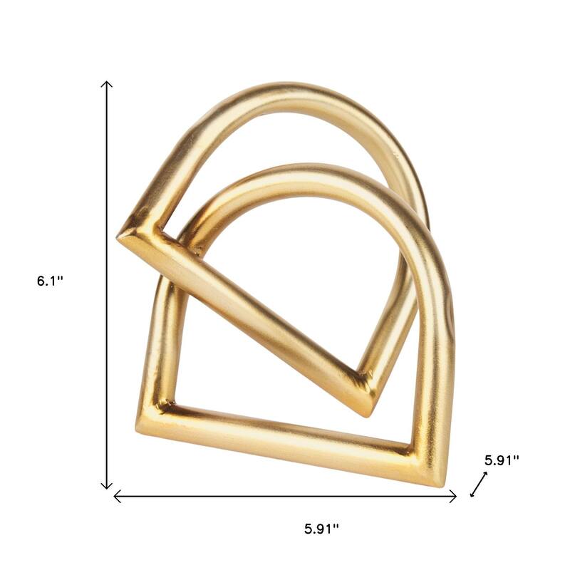 HomeRoots 6" Gold Iron Abstract Modern Tabletop Sculpture - 5.91 in. x 6.10 in. x 5.91 in.