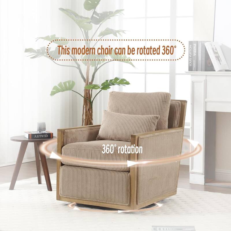 Roomfitters Corduroy Swivel Barrel Accent Chair, 360 Lounge Club Chair for Living Room, Bedroom or Office