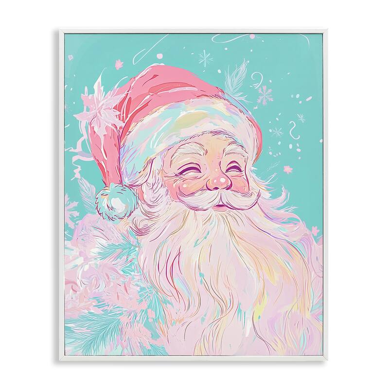 Stupell Pastel Jolly Santa Claus Framed Giclee Art Design By Arlington Prints - 11 x 14 - White