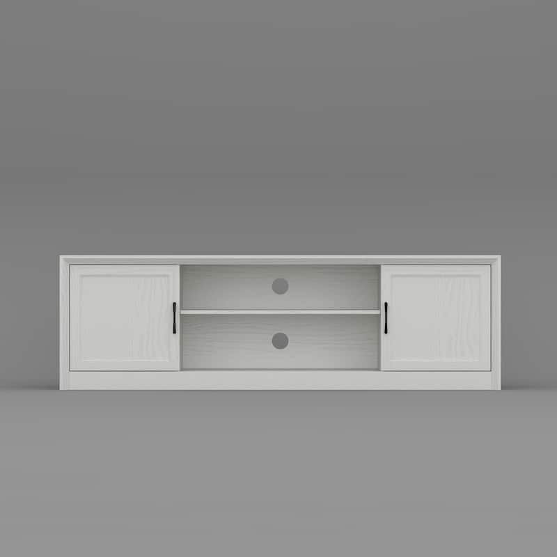 Modern TV Stand with Adjustable Shelf and Cabinet Doors, Media Console for 70” TV