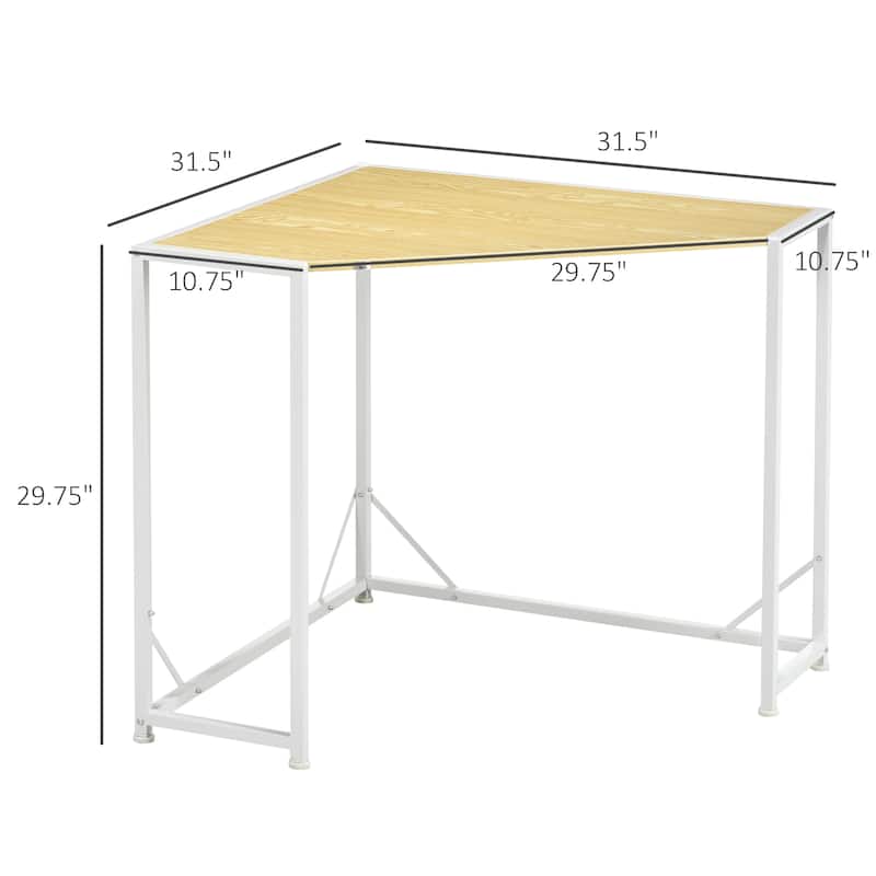 HOMCOM Space-Saving Small Corner Writing Desk & Corner TV Stand, Corner Computer Desk with Strong Metal Frame