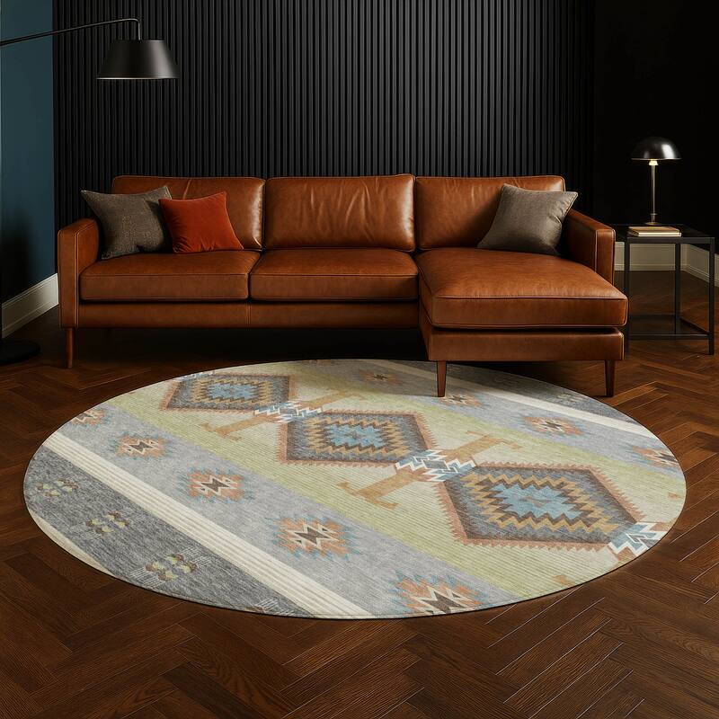 Machine Washable Indoor/ Outdoor Global Chennai Chantille Rug