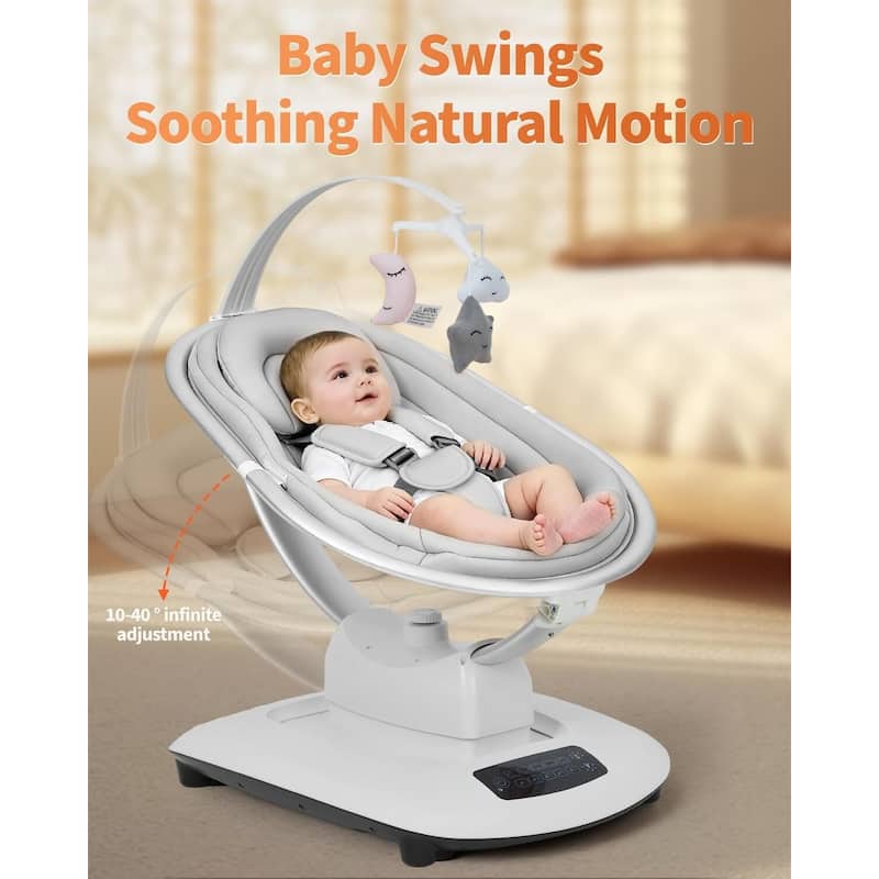 Electric Baby Swings for Infants to Toddler with 5 Motion Modes 5 Speeds, Light Grey