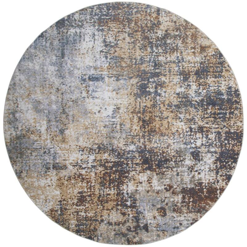 HomeRoots Abstract Modern Round Area Rug - 94.00 in. x 94.00 in. x 0.25 in.