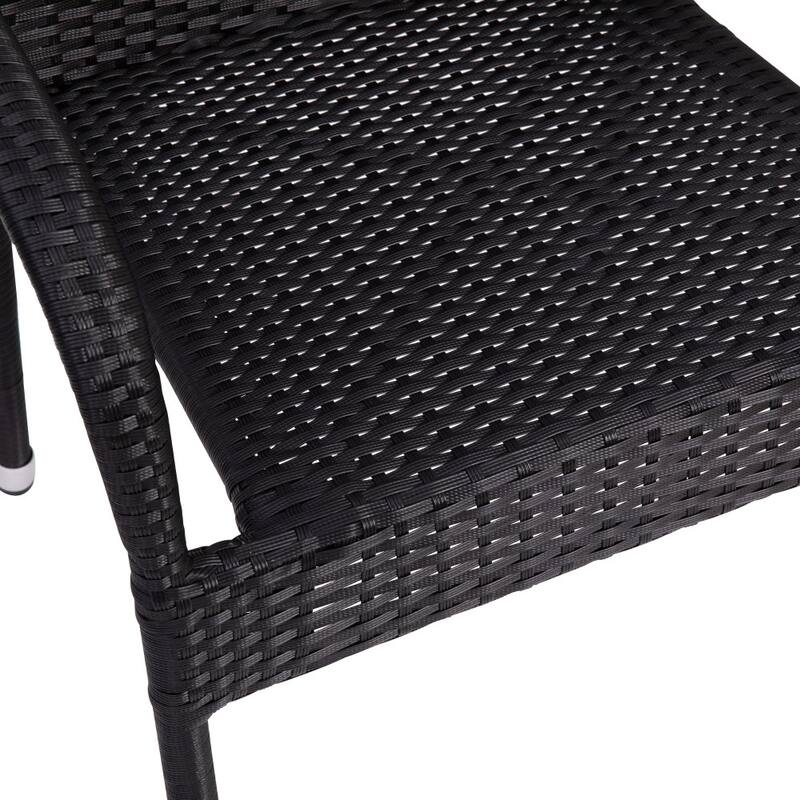 Indoor/Outdoor Stacking Steel Framed Wicker Dining Armchairs - 4 Pack