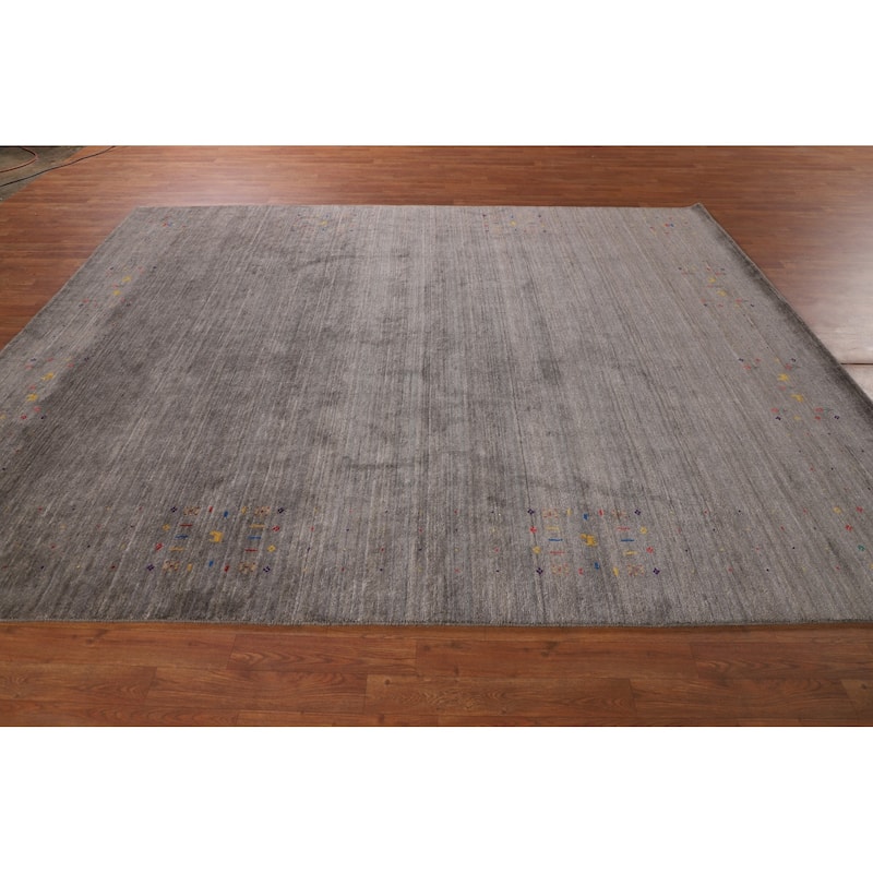 Earth Tone Gabbeh Indian Area Rug Silk Carpet - 8'0" X 9'9"