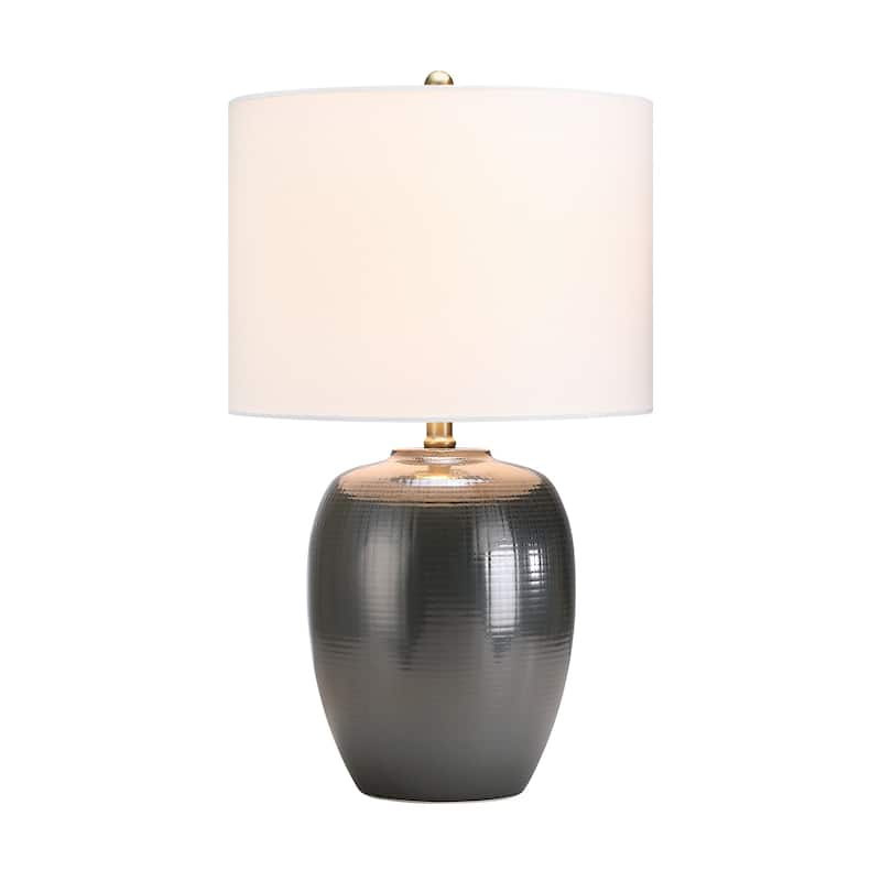 Basset 3-Way Ceramic Table Lamp with Drum Shade - 23 in. H