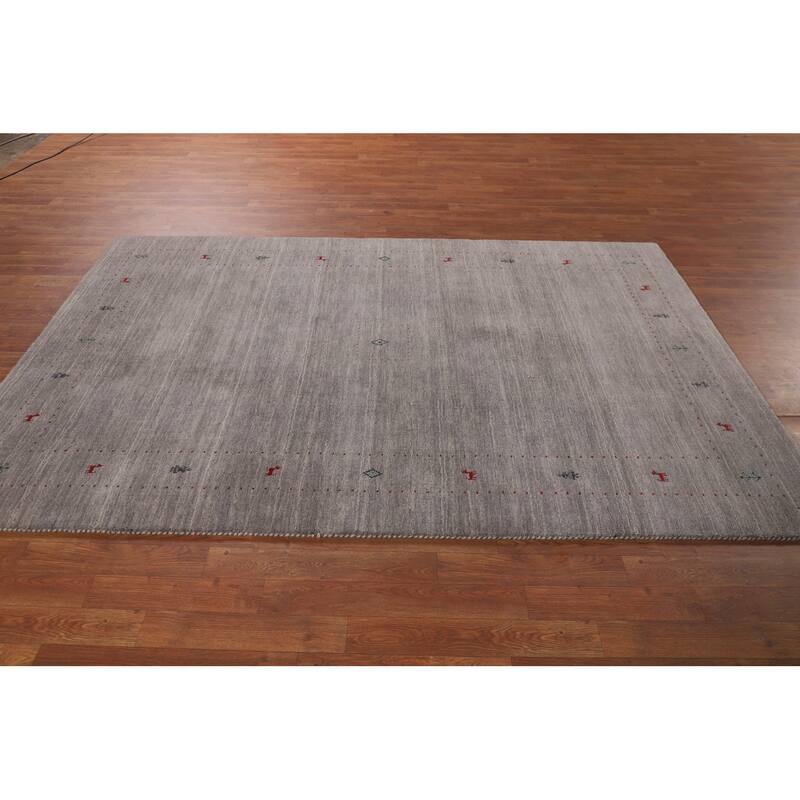 Little Animals Gabbeh Indian Area Rug Hand-Knotted Wool Carpet - 5'1"x 8'0"