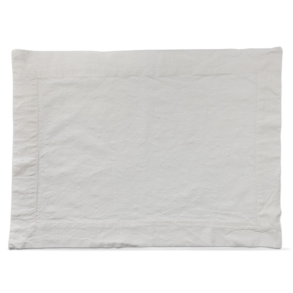 Threads Slub White Cotton Placemat, 19"L x 14.5"W, 2" Hem