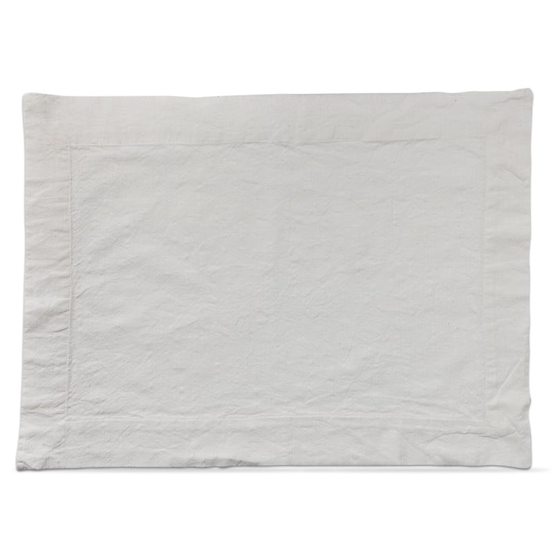 Threads Slub White Cotton Placemat, 19"L x 14.5"W, 2" Hem