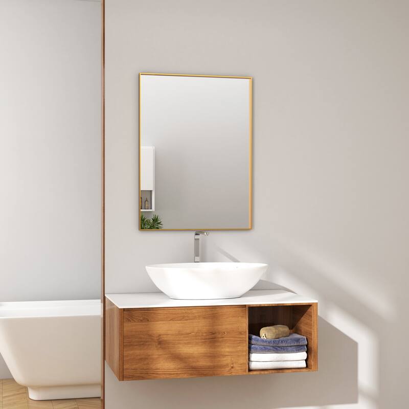 TOOLKISS Right Angle Aluminum Frame Bathroom Vanity Mirror with Clear Glass