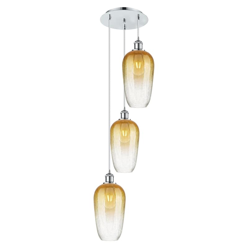 Innovations Lighting Endless Possibilities Ballston - Brookhaven Flute - 3 Light 14" Cord Hung Multi Pendant - Polished Chrome/Amber