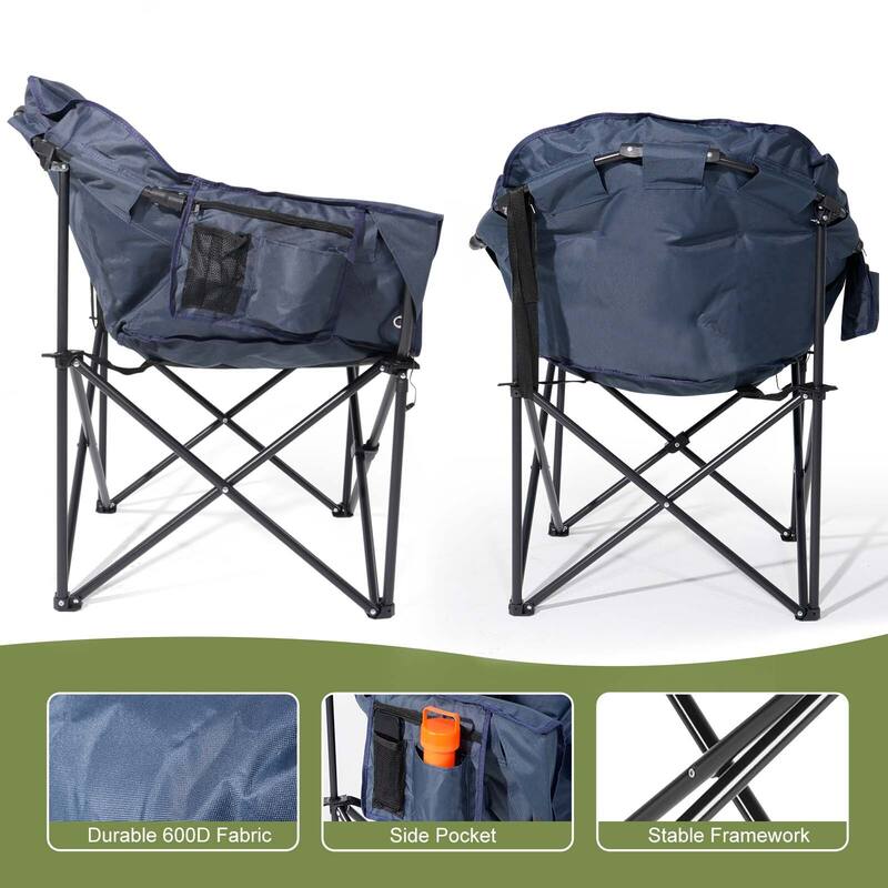 DoCred Oversized Camping Chair, Fully Padded Folding Moon Chair