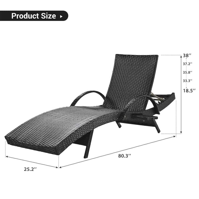 80'' Outdoor Wicker Chaise Lounge Chairs Set of 2