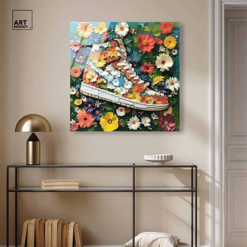 Painted in Floral Sneaker Acrylic by Art Remedy, Ready to Hang