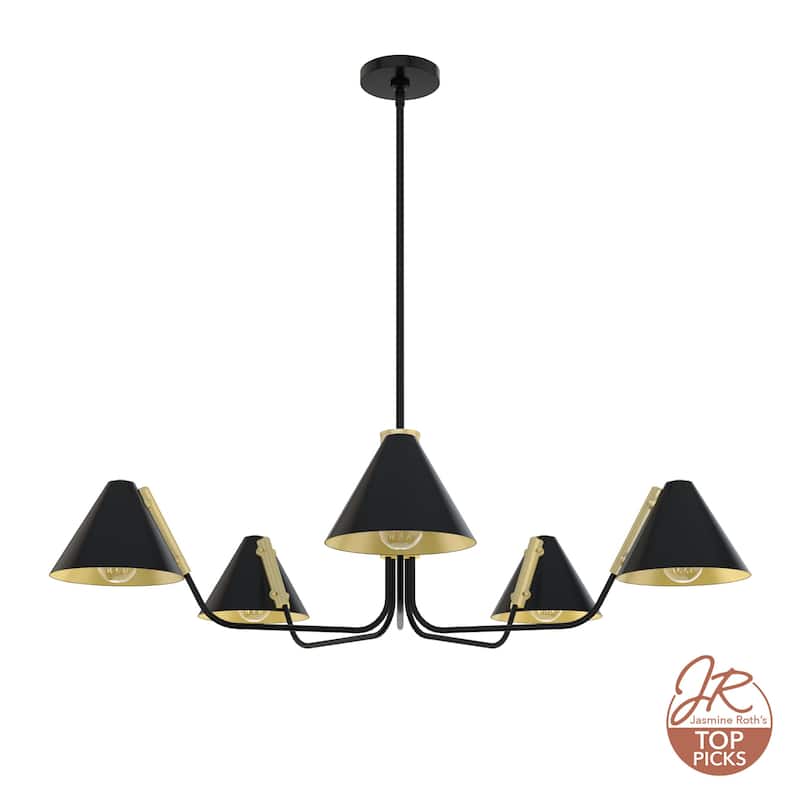 Hunter Grove Isle 5-Light Chandelier, Dining Room, Entry, Mid-Century Modern, Geometric