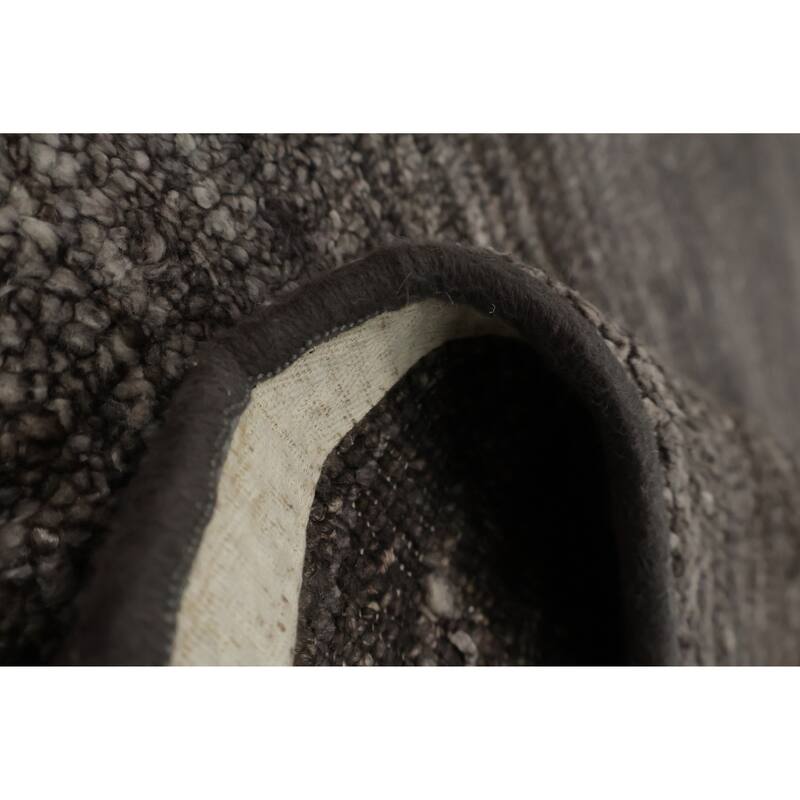 Hand Knotted Oriental 100% Wool Carpet Modern Solid Greys & Charcoal Gabbeh Runner Rug - 5' 0'' X 2' 0''