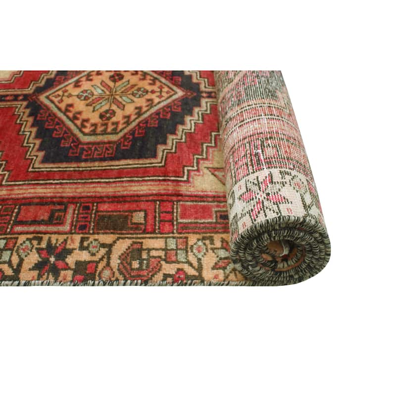 Fine Vintage Distressed Burak Navy/Red Runner - 3'0" x 10'7"