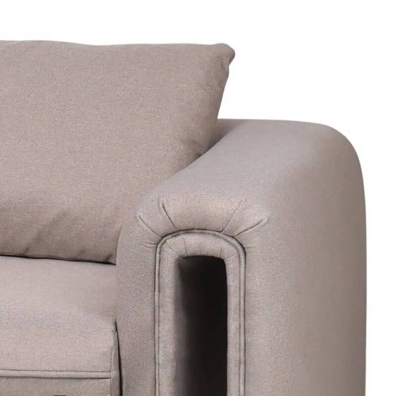 Ely Three-Seater Sofa Upholstered in Linen with Iron Frame and Removable Cushions