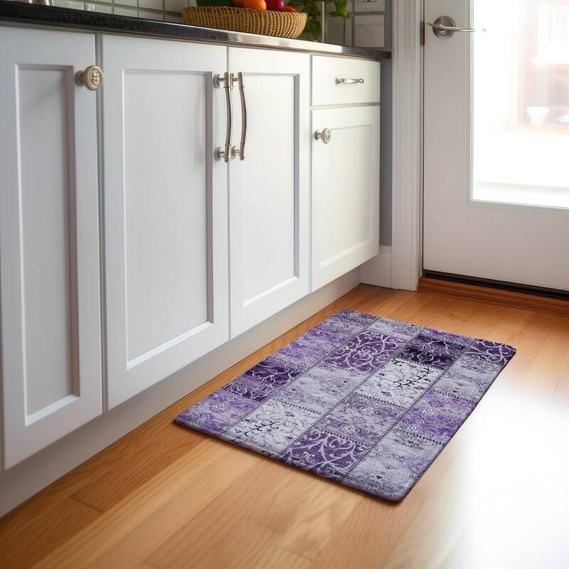Premium Washable Super Soft Moroccan Boho Patchwork Mayfield Rug - Purple - 1' 8" x 2' 6" - Rectangle