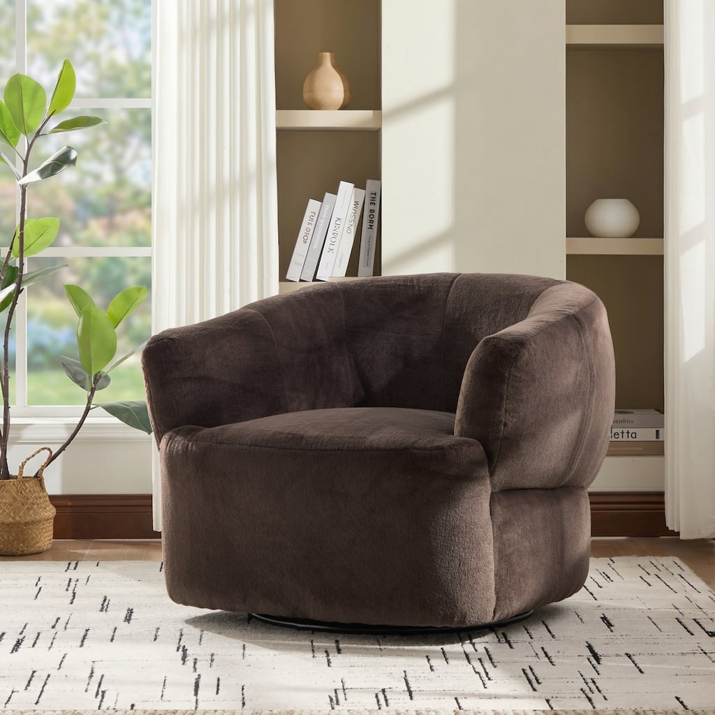 Christopher Knight Home - Plush Modern Swivel Upholstered Club Chair with Ergonomic Barrel Comfort