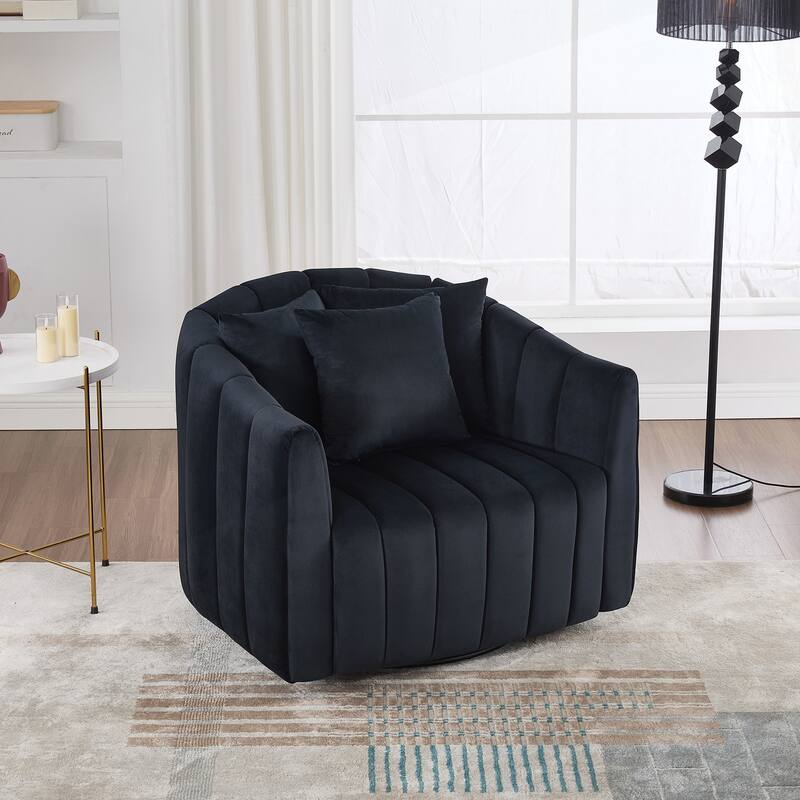 Comfortable Oversized Velvet Swivel Chair with Multiple Pillows for Various Rooms