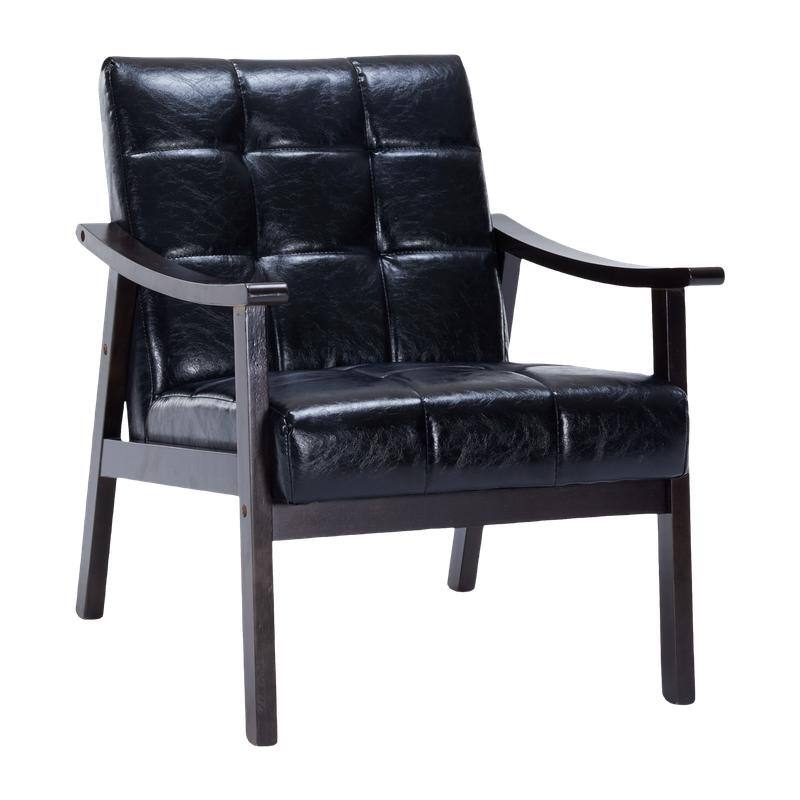 Antique Black Medieval-Inspired High Back Armchair - Solid Wood Modern Reading Chair