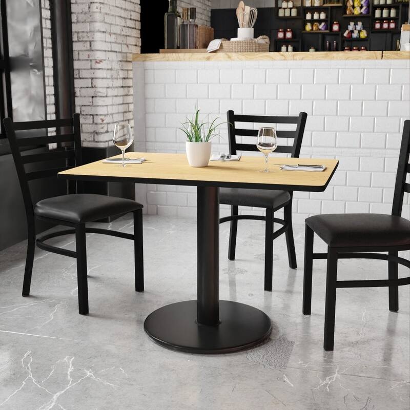 30'' x 42'' Rectangular Laminate Table Top with 24'' Round Table Height Base - 30"W x 42"D x 31.125"H - 30"W x 42"D x 31.125"H - Natural