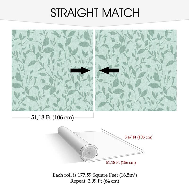 SUSSEXHOME Removable Wallpaper-Waterproof, Strippable, Light Resistance & Cleanable Wall Paper Roll-Wallpaper-Leaves