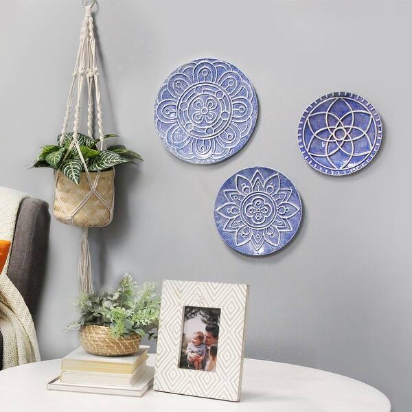 Shop Stratton Home Decor Handcrafted Set Of 3 Mykonos Metal Plates