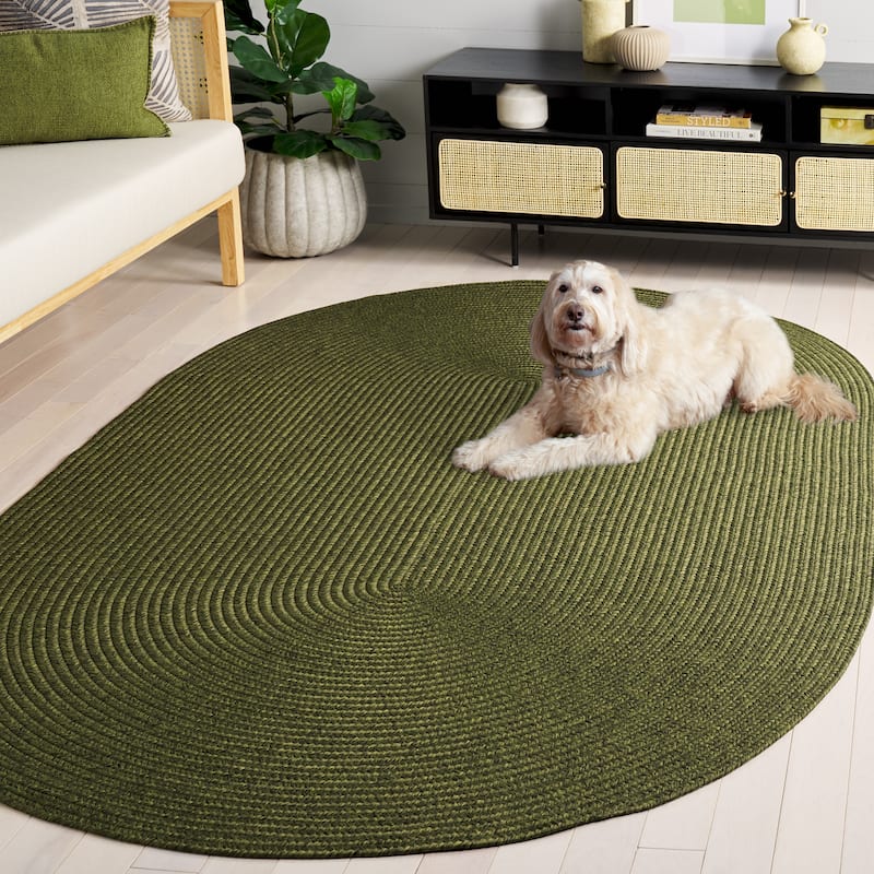 SAFAVIEH Handmade Braided Country Casual Lavada Rug - 7' x 10' Oval - Green - Oval