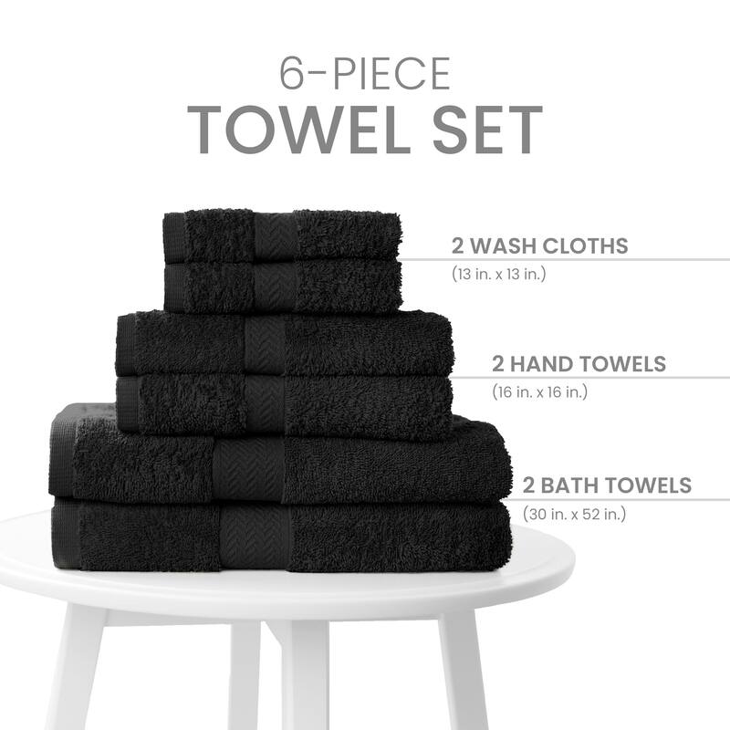 Martex 6 PC 100% Ringspun Cotton Towel Set Highly Absorbent & Soft