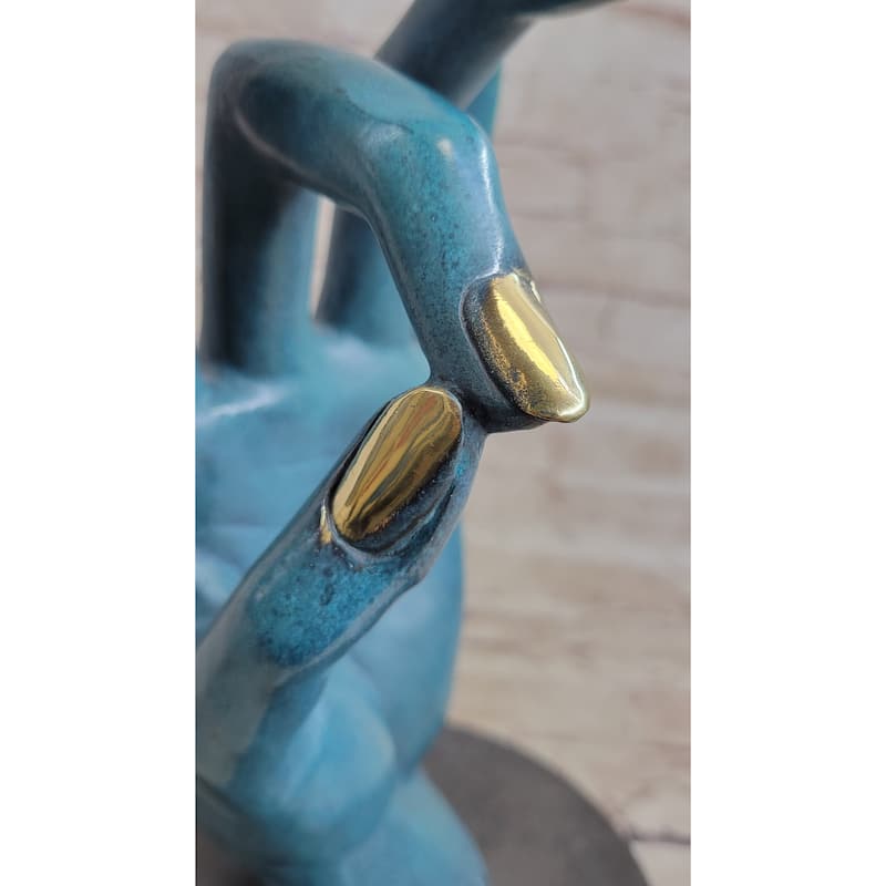 Salvador Dali Human Face Hand Made Bronze Sculpture Special Patina Statue Decor