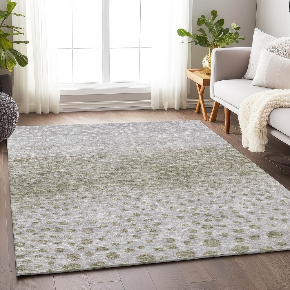 Machine Washable Indoor/ Outdoor Abstract Modern Chantille Rug