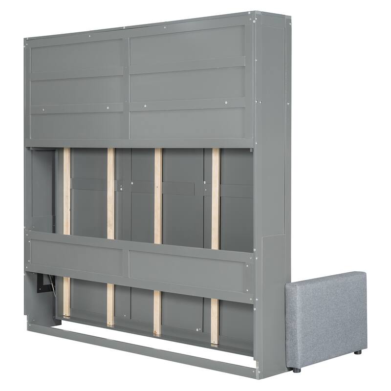Queen Size Convertible Murphy Bed And Sofa - Space-Saving 2-in-1 Design with Integrated Storage, Dual-Piston Mechanism